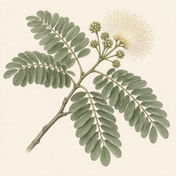 Pencil botanical study of Albizia lebbeck