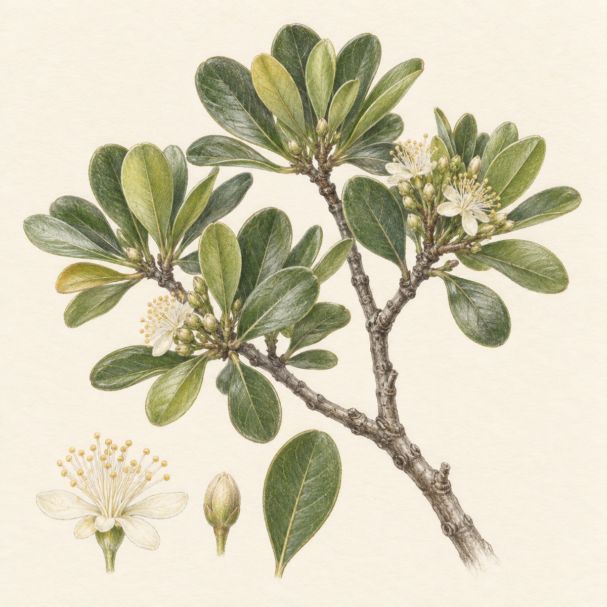 Pencil botanical study of Bucida buceras