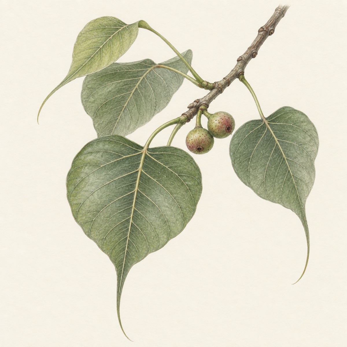 Pencil botanical study of Ficus religiosa