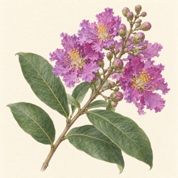 Lagerstroemia speciosa botanical pencil study Pencil botanical study of Lagerstroemia speciosa