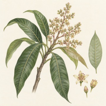 Mangifera indica botanical pencil study Pencil botanical study of Mangifera indica