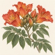 Pencil study of Spathodea campanulata