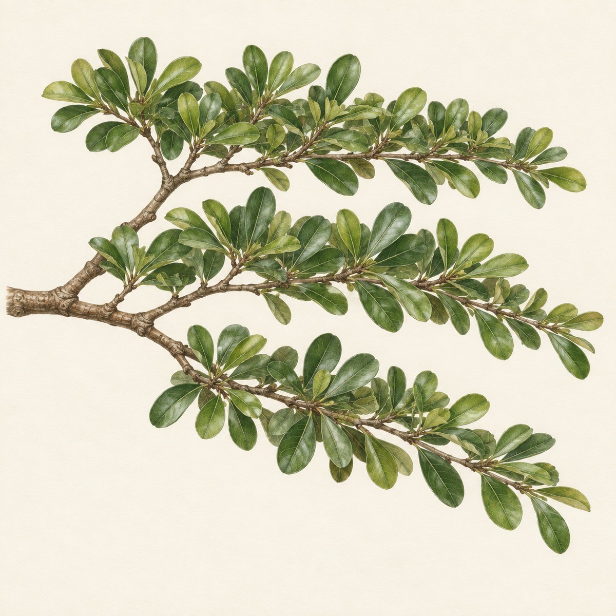Pencil botanical study of Terminalia mantaly